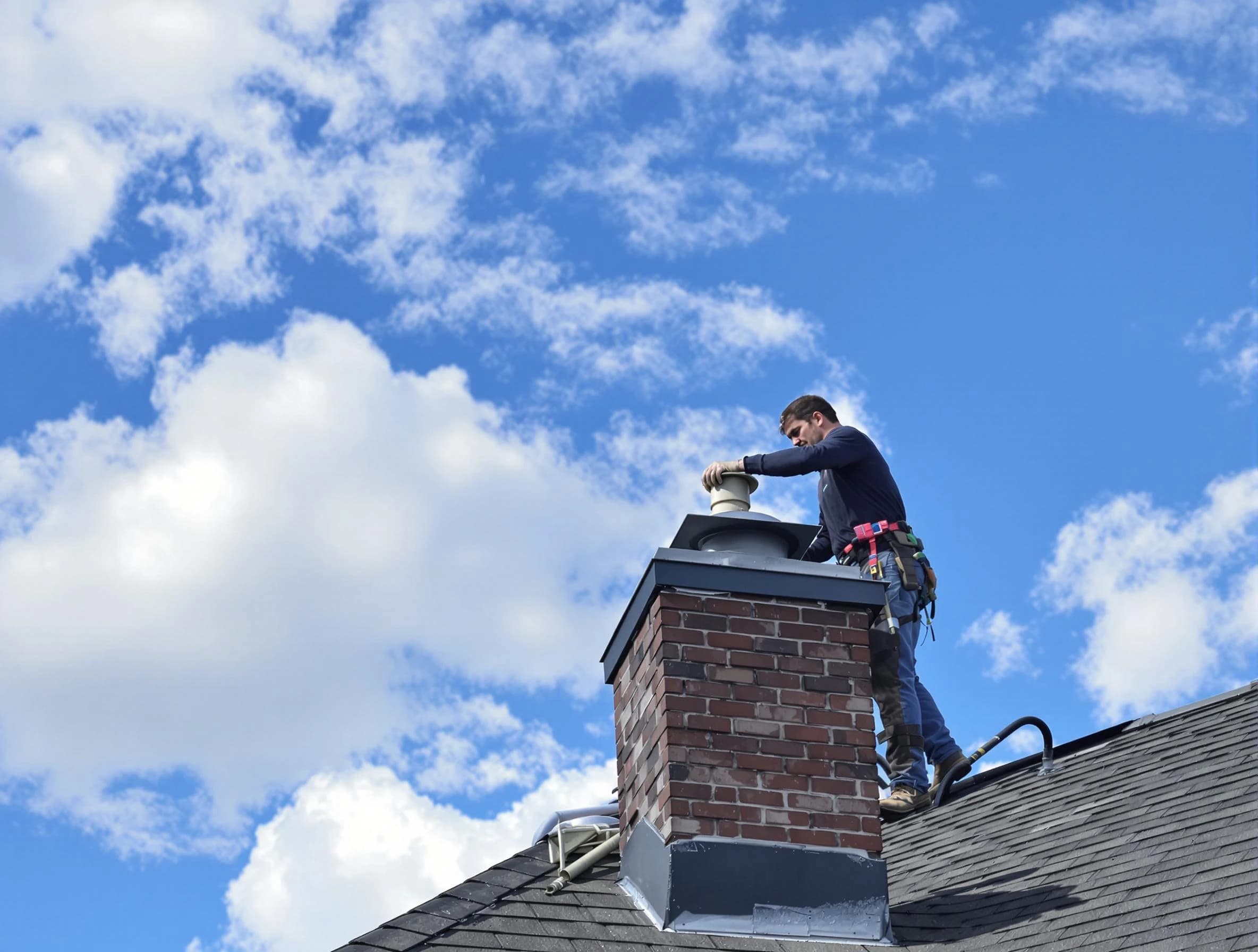 Phoenix Chimney Sweep installing a sturdy chimney cap in Phoenix, AZ