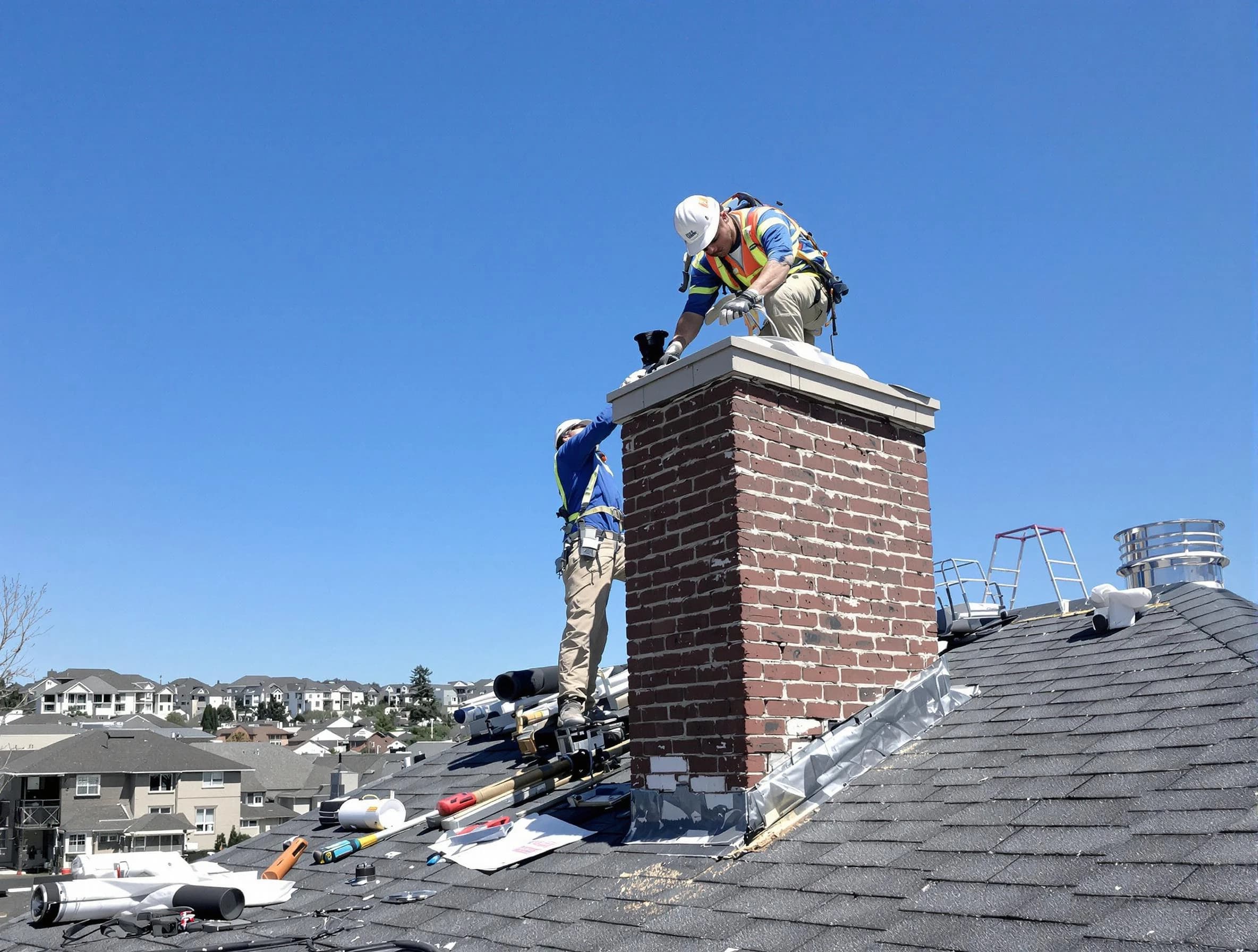 Phoenix Chimney Sweep repairing a chimney crown in Phoenix, AZ