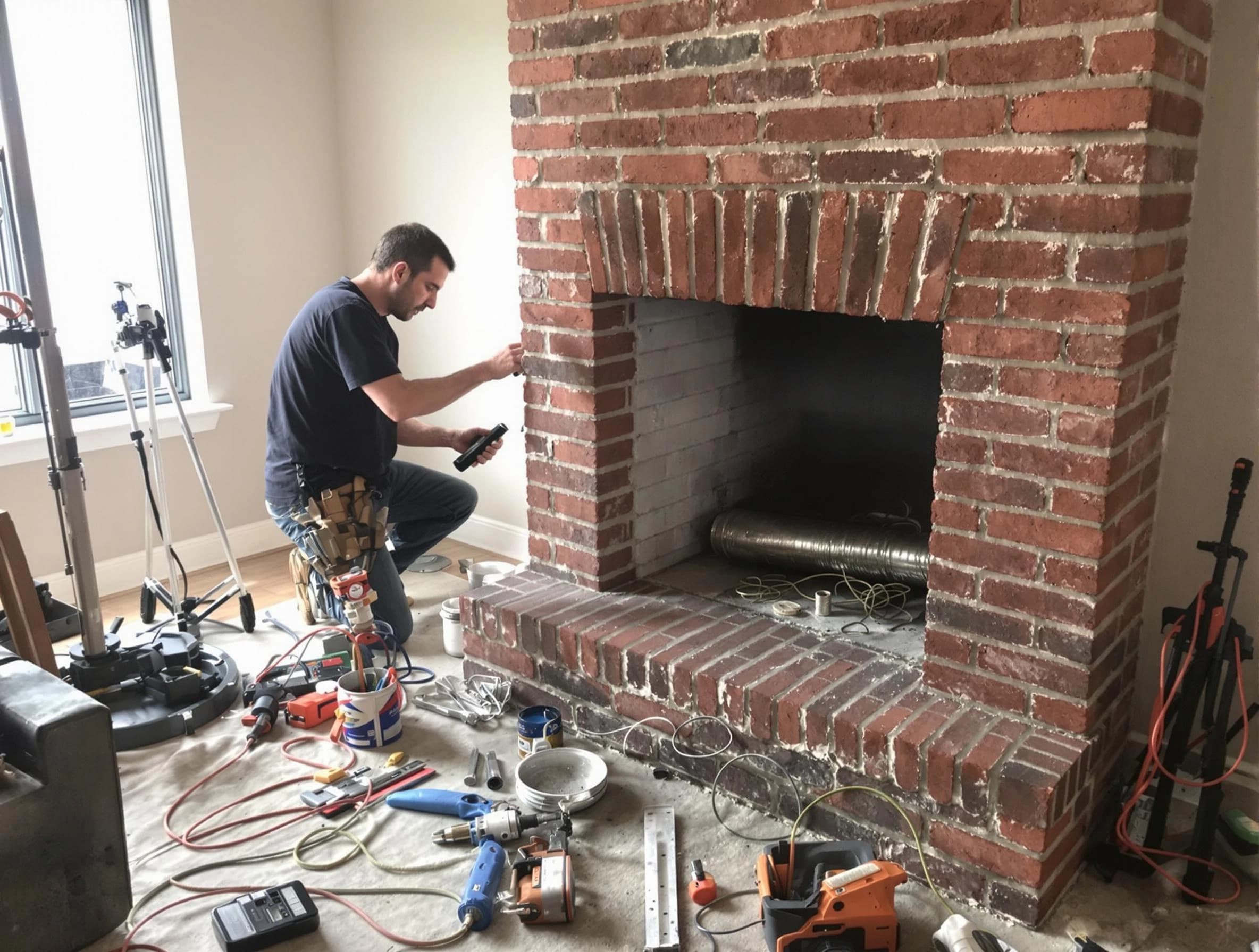 Phoenix Chimney Sweep specialist finalizing chimney liner service in Phoenix, AZ