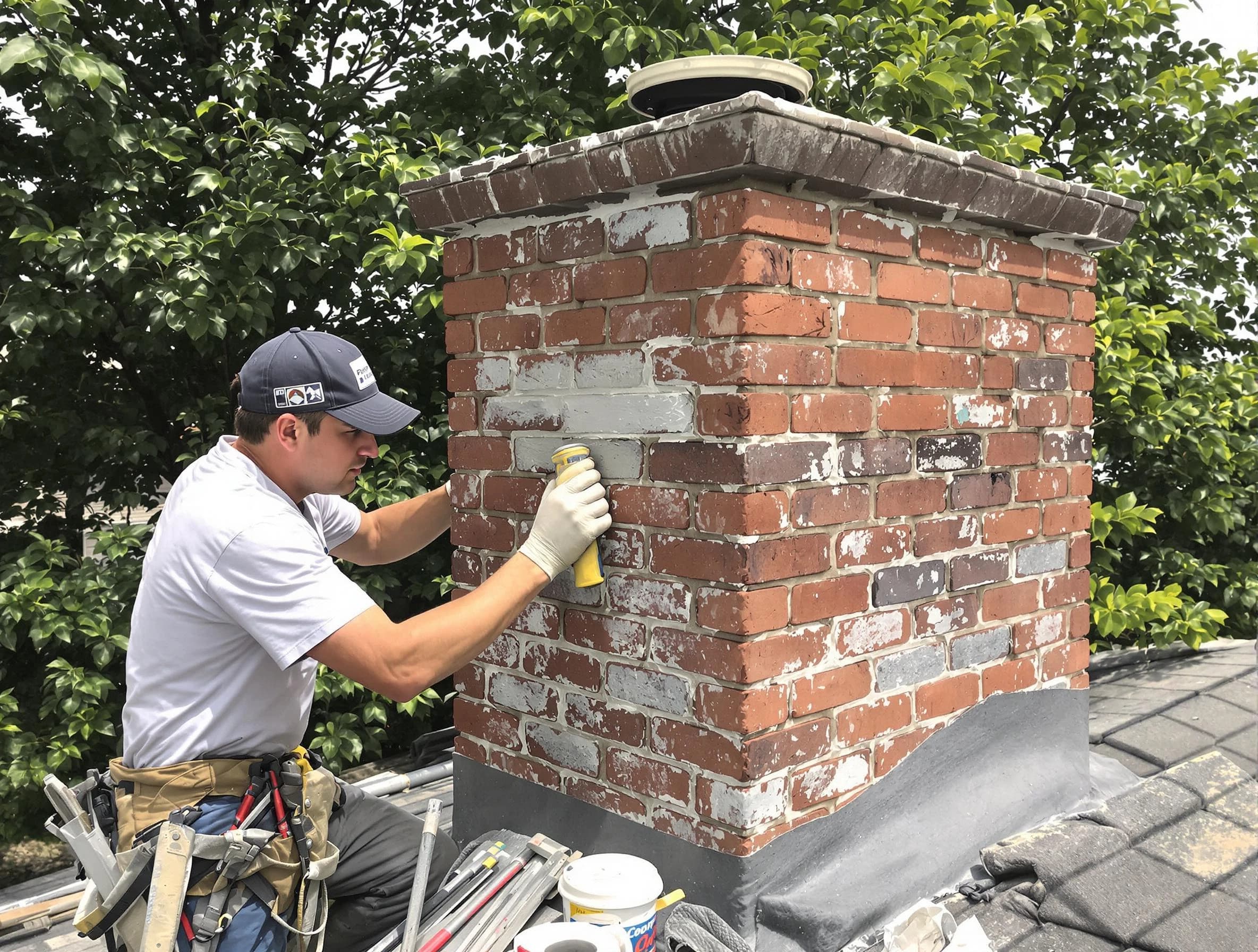 Phoenix Chimney Sweep restoring an aging chimney in Phoenix, AZ