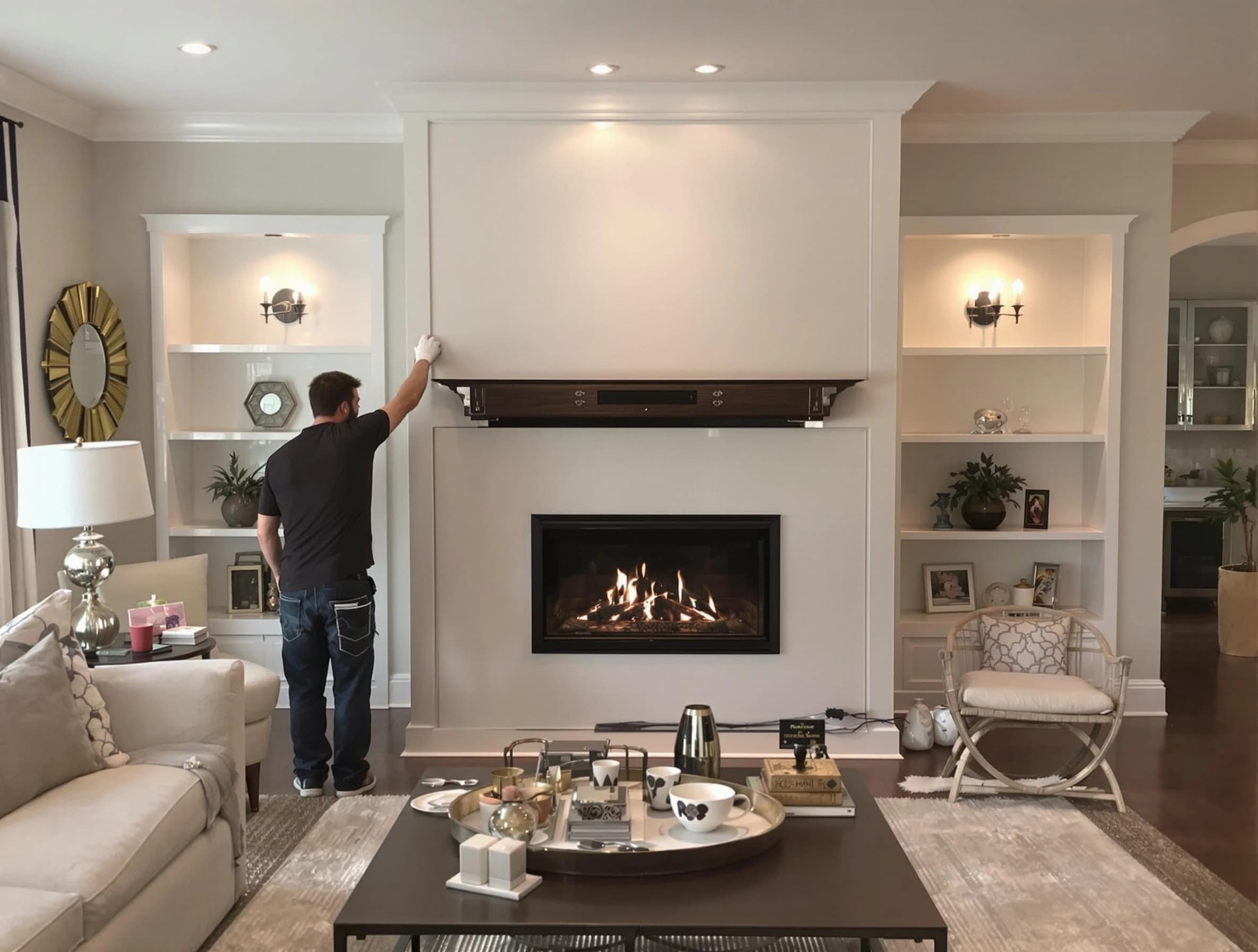 Phoenix Chimney Sweep installing a new fireplace in Phoenix, AZ