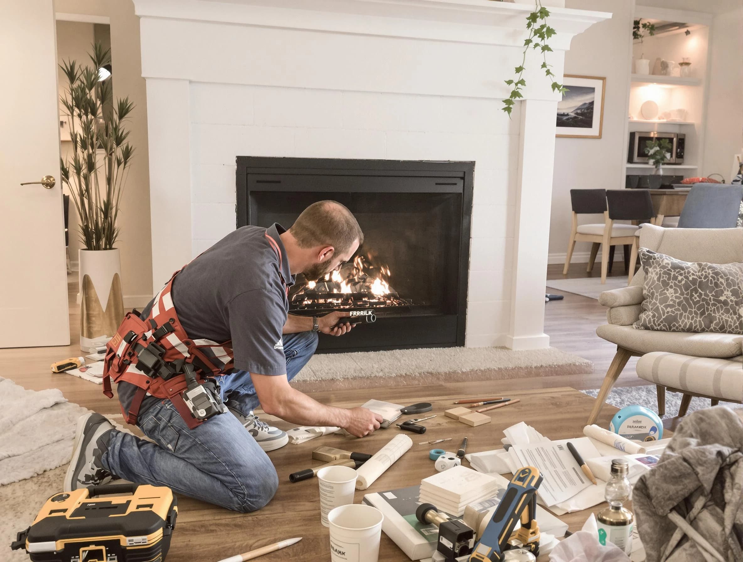 Phoenix Chimney Sweep performing fireplace repair in Phoenix, AZ