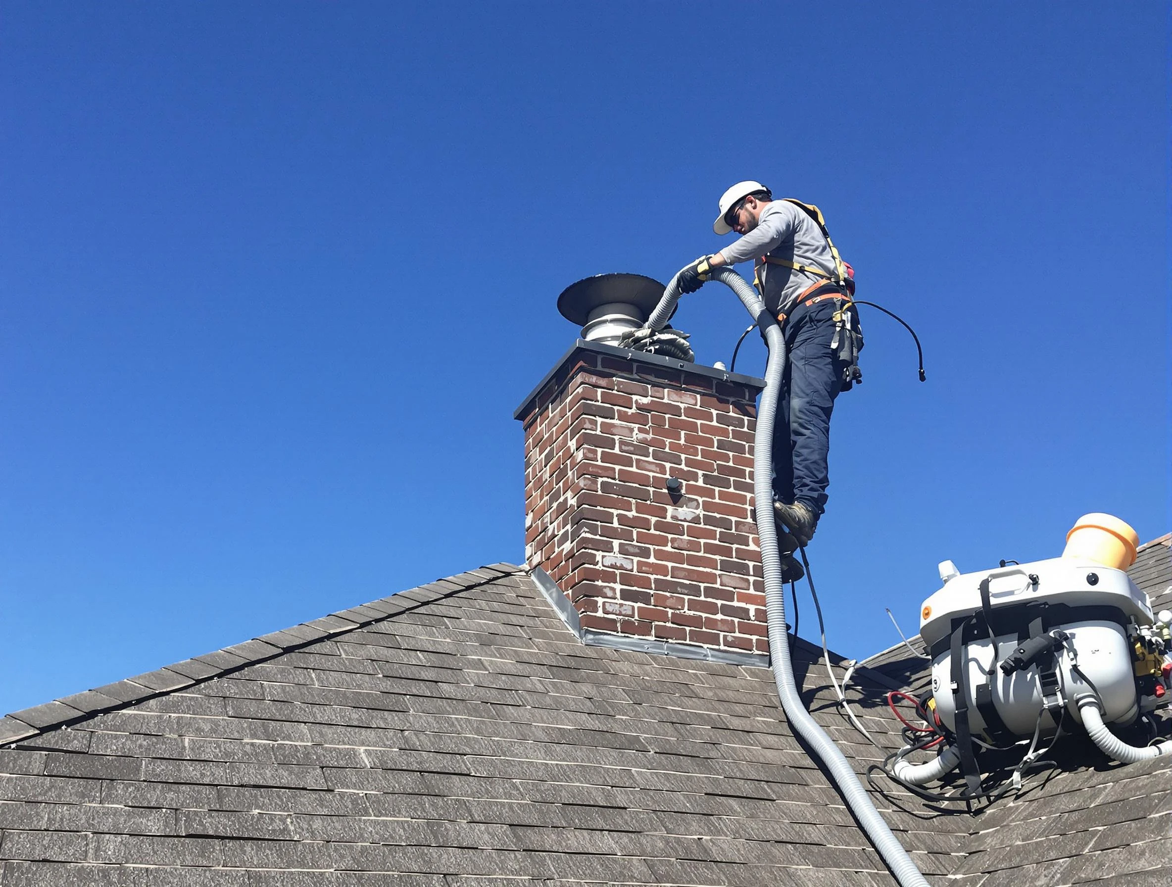 Dedicated Phoenix Chimney Sweep team member cleaning a chimney in Phoenix, AZ