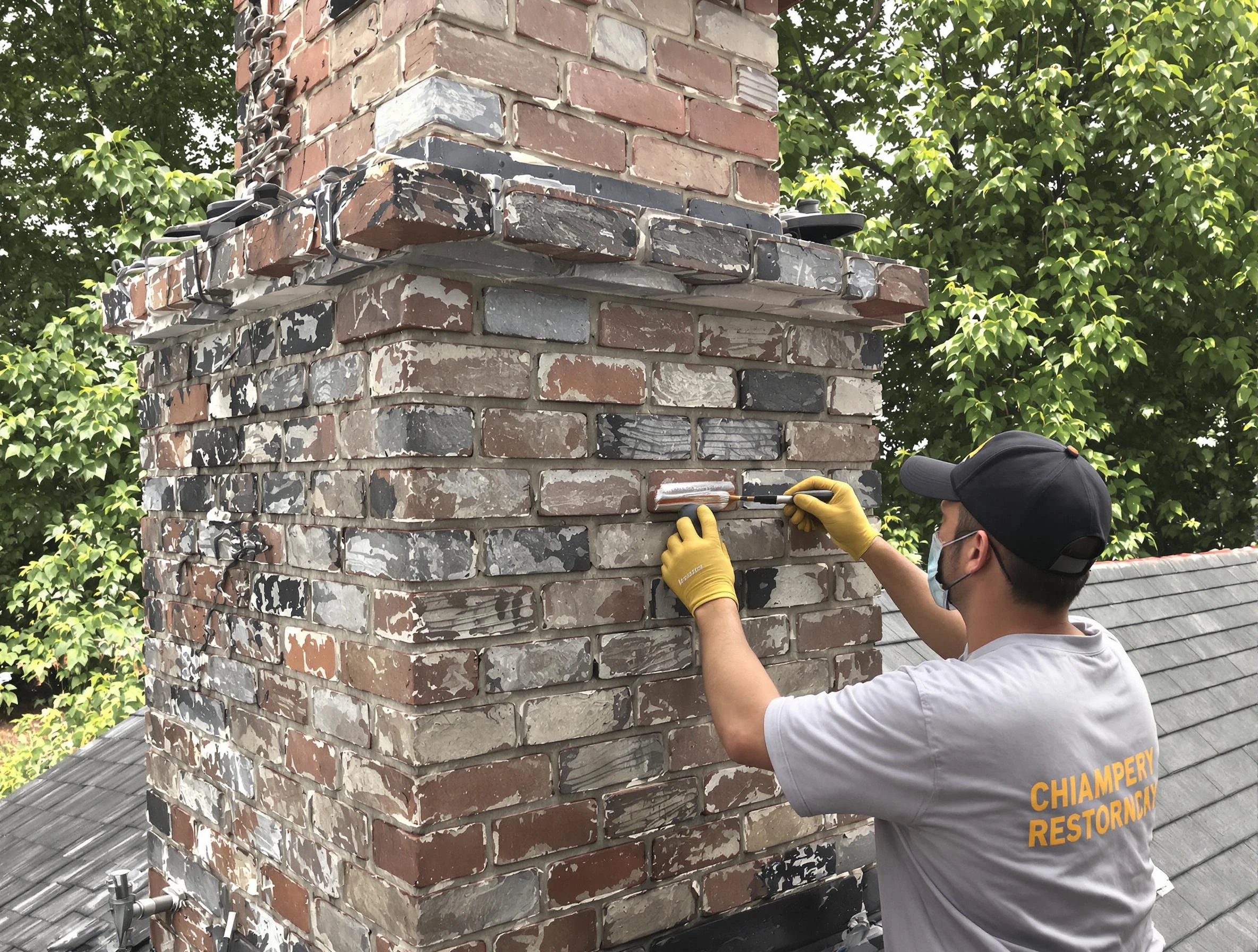 In-progress chimney restoration by Phoenix Chimney Sweep in Phoenix, AZ